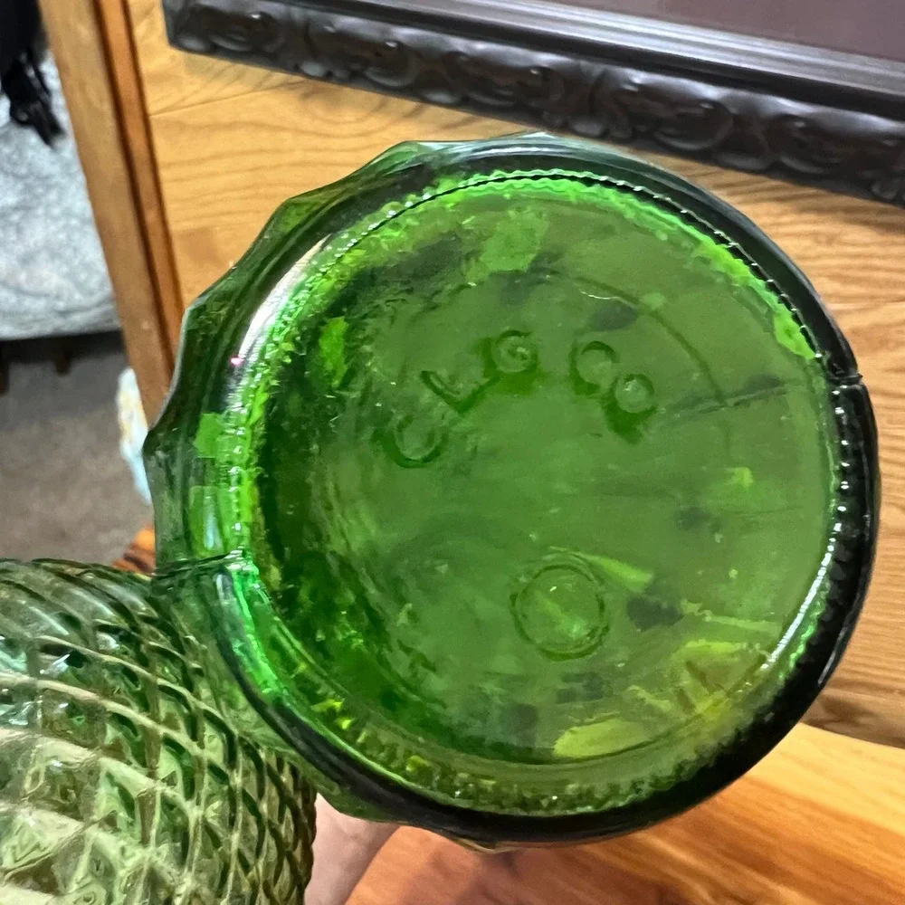 Vintage Green Glass Bud Vase Lot 4 Swirl Optic Bottle Vases CottageCore‎ Decor